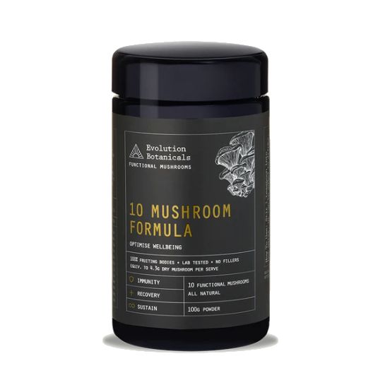 10 Mushroom Formula Optimise Wellbeing 100g Evolution Botanicals