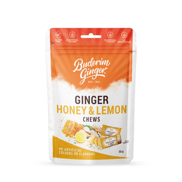 Ginger Chews Honey & Lemon 50g Buderim Ginger
