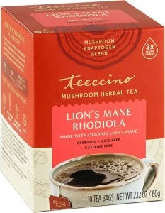 Teeccino Tea Lions Mane Rhodiola 10 Tea Bags
