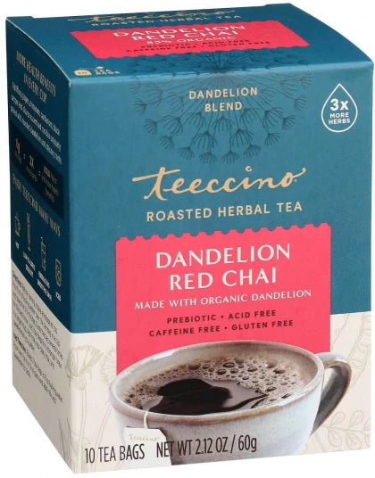 Teeccino Tea Dandelion Red Chai 10 Tea Bags