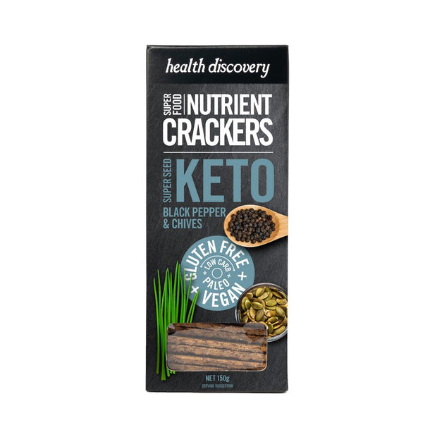 Keto Superseed Black Pepper & Chives Crackers 150g Health Discovery