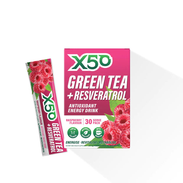 Green Tea Plus Resveratrol Energy Drink Raspberry 30x3g X50