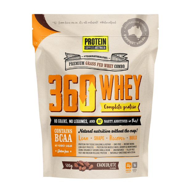 Whey Protein 360 Combo WPI and WPC With BCAA Chocolate 500g Protein Supplies Australia