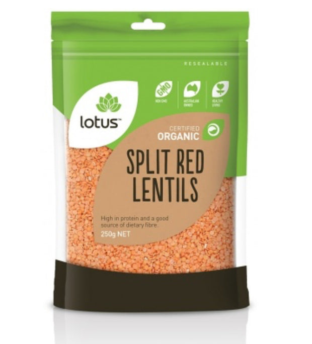 Red Lentils Organic 250g Lotus - Broome Natural Wellness