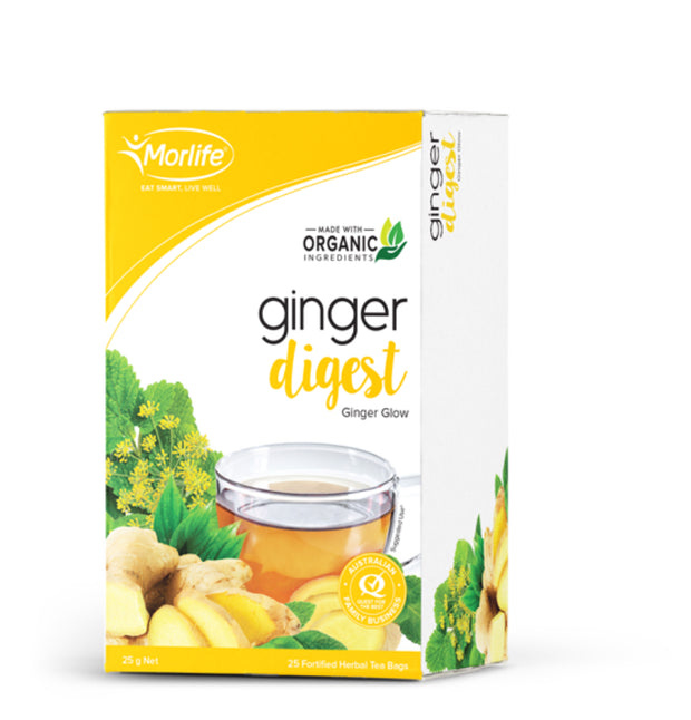 Ginger Digest Tea Bags 25s MORLIFE - Broome Natural Wellness