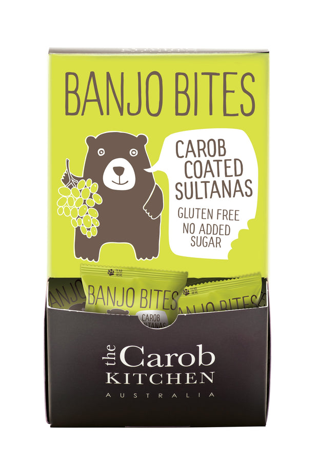 Banjo Bites Carob Coated Sultanas 20g The Carob Kitchen