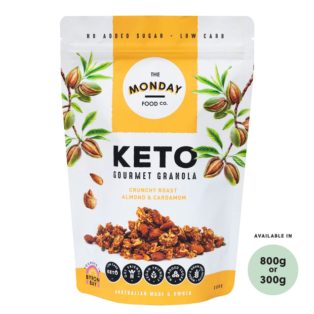 Keto Granola Crunchy Roast Almond & Cardamon 300g Monday Food Co - Broome Natural Wellness