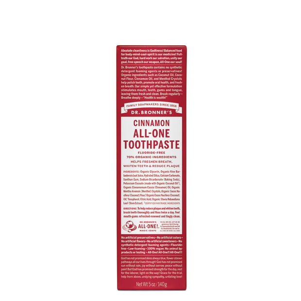 All-One Toothpaste Cinnamon 140ml Dr Bronners - Broome Natural Wellness