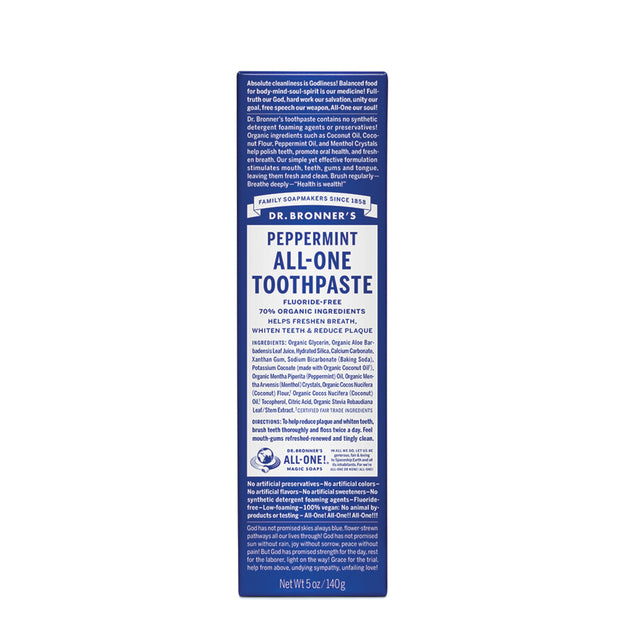 All-One Toothpaste Peppermint 140ml Dr Bronners - buy personal care products online