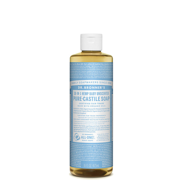 Baby Unscented Castile Liquid Soap 473ml Dr Bronner - Broome Natural Wellness