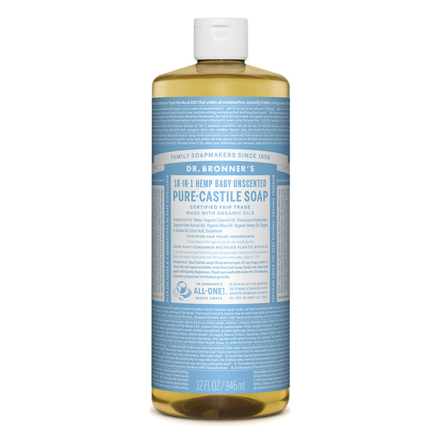Baby Unscented Castile Liquid Soap 946ml Dr Bronners - Broome Natural Wellness