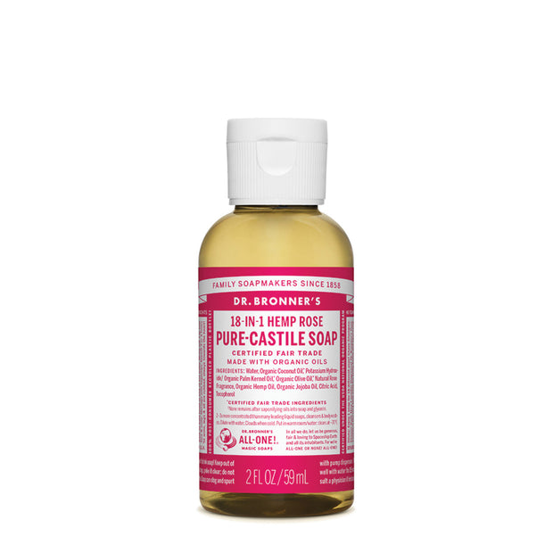 Rose Oil Castile Liquid Soap 59ml Dr Bronners