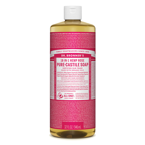 Rose Oil Castile Liquid 946ml Soap Dr Bronners - Broome Natural Wellness