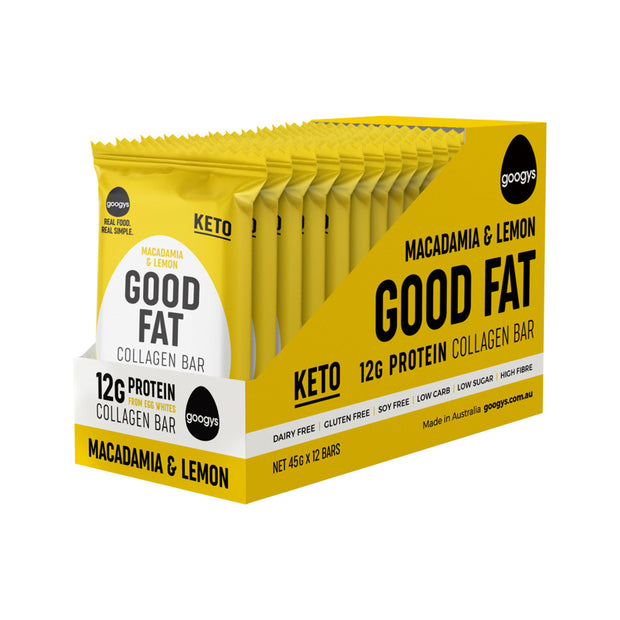 Good Fat Collagen Bar Macadamia & Lemon 45g Googy