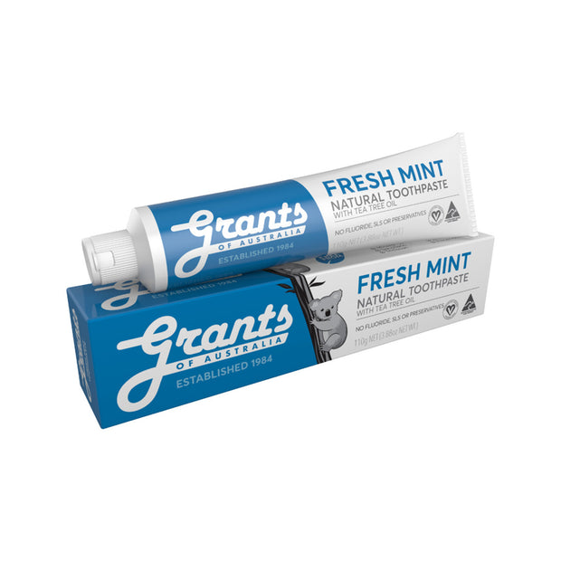 Grants Fresh Mint w Tea Tree Toothpaste No Fluoride 110g Blue - Broome Natural Wellness