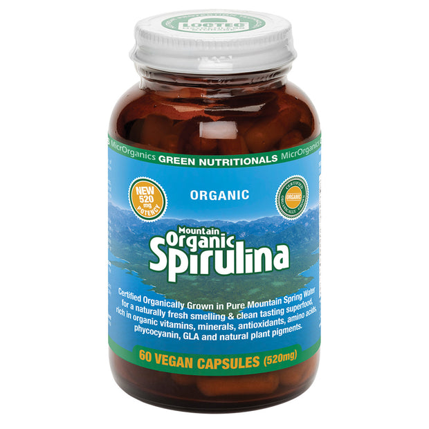 Spirulina Mountain Organic 520mg 60VC MicrOrganics Green Nutritionals
