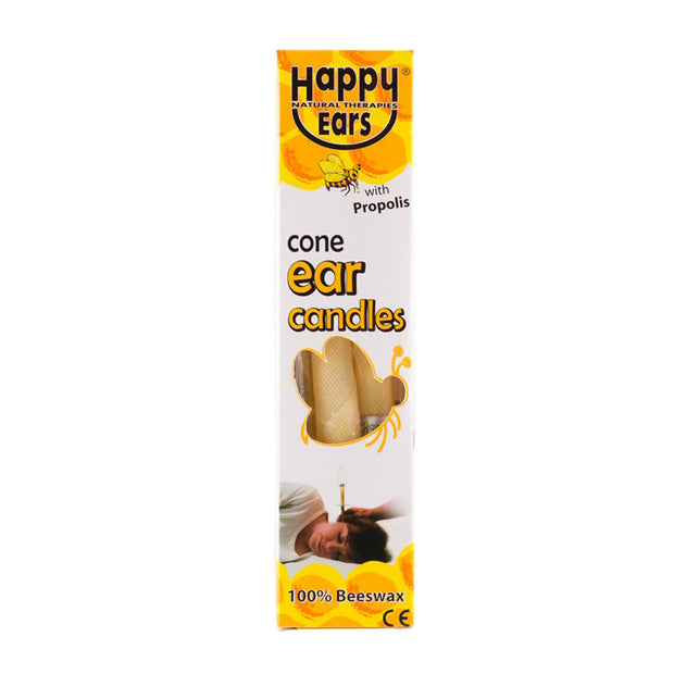 Ear Candles X 2 100% Beeswax With Propolis Cone Happy Ears