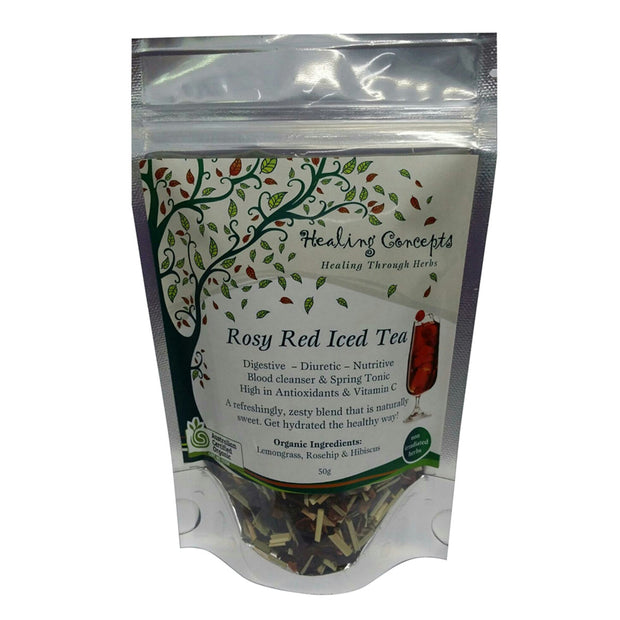 Rosy Red Iced Tea Organic Tea 50g Healing Concepts
