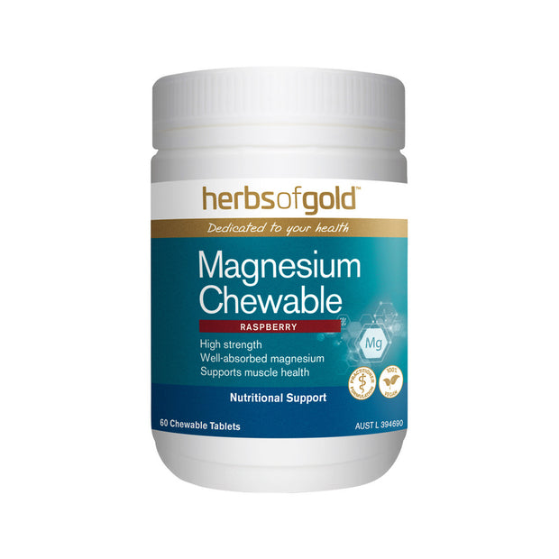 Magnesium Chewable Raspberry 60T Herbs of Gold