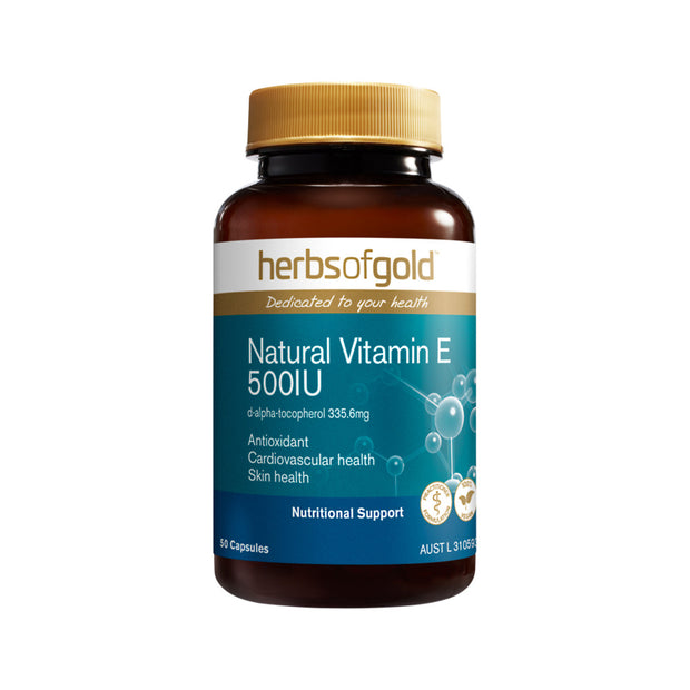 Natural Vitamin E 500IU 50C Herbs of Gold