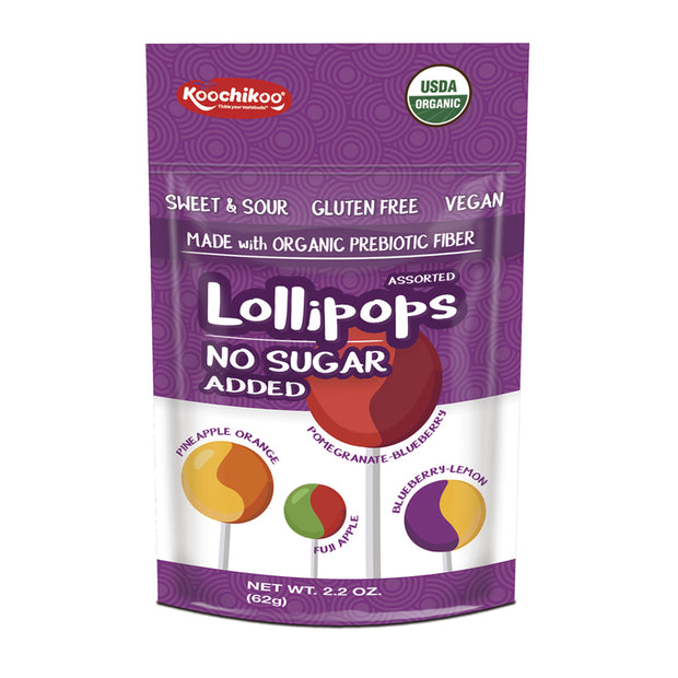 Lollipop Organic Non Sugar 4 Flavours 60g Koochikoo