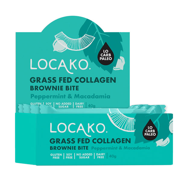 Collagen Brownie Bites Peppermint Macadamia 38g Locako - Broome Natural Wellness