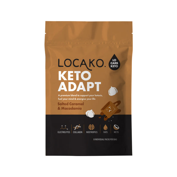 Keto Adapt Salted Caramel and Macadamia Sachets 12g x 8 Pack Locako - Broome Natural Wellness