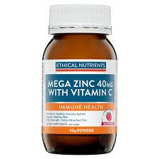 Mzrob Mega Zinc Vitamin C Powder Raspberry 95g Ethical Nutrients - Broome Natural Wellness