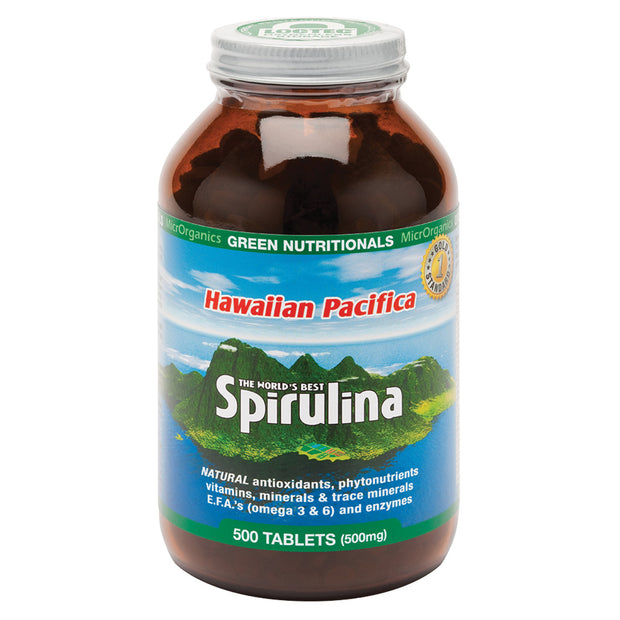 Spirulina Green Nutritionals Hawaiian Pacifica 500mg 500T Microrganics - Broome Natural Wellness