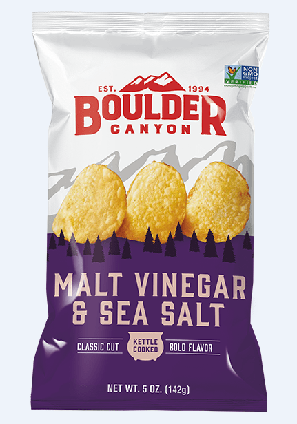 Totally Natural Potato Chips Malt Vinegar Sea Salt 142g Boulder Canyon