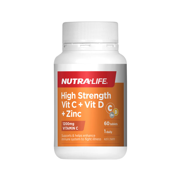 High Strength Vitamin C, Vitamin D, Zinc 60T Nutralife