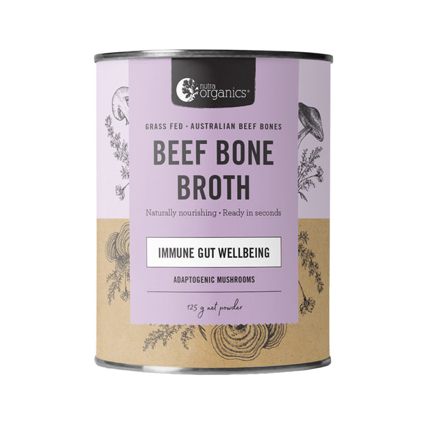 Beef Bone Broth Powder Organic Adaptogenic Mushroom 125g Nutra Organics