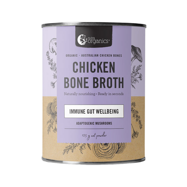 Chicken Bone Broth Powder Organic Adaptogenic Mushroom 125g Nutra Organics