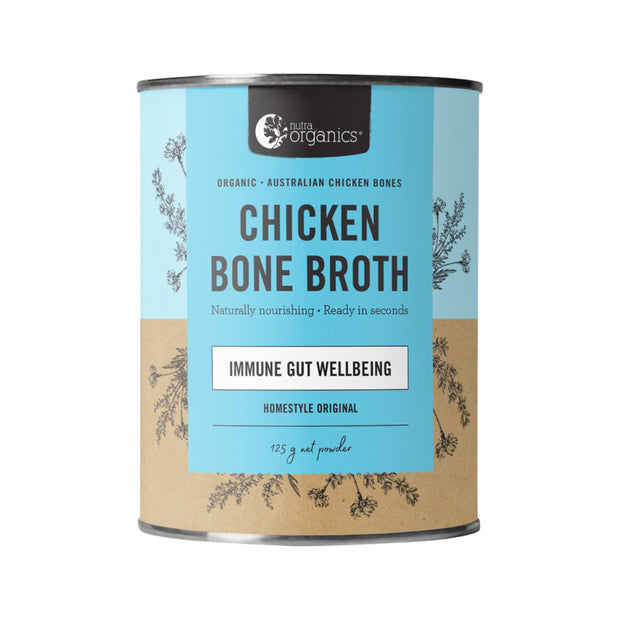 Chicken Bone Broth Powder Organic Homestyle Original 125g Nutra Organics