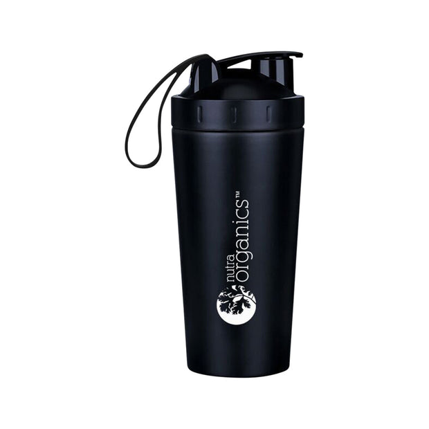 Protein Shaker Stainless Steel Black 750ml Nutra Organics