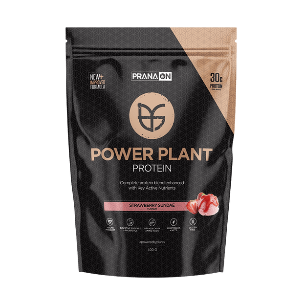 Power Plant Protein Strawberry Sundae 400g PranaOn - Broome Natural Wellness
