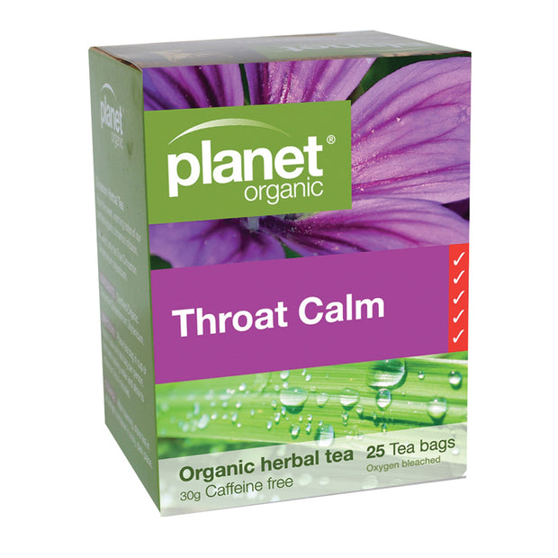 Throat Calm Organic Tea 25 Bags Planet Organic