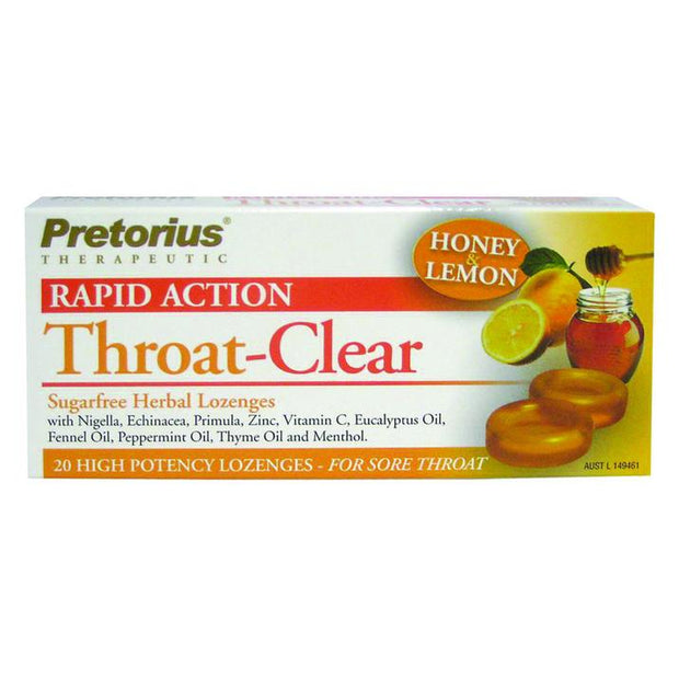 Throat Clear Honey and Lemon 20's Pretorius - Broome Natural Wellness