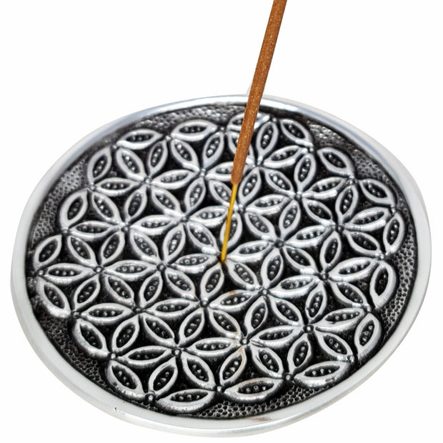Incense Burner Silver Flower of Life Illumination Mandala