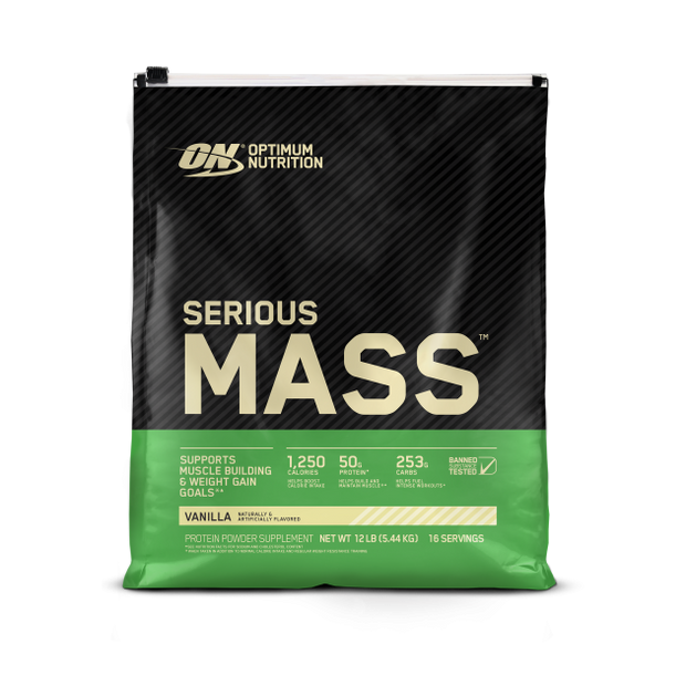 Serious Mass 12lbs 5.44kg Vanilla - Optimum Nut - Broome Natural Wellness