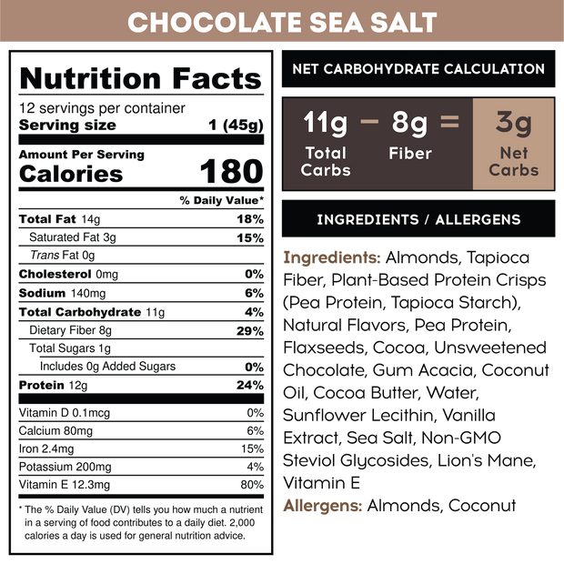 Chocolate Bar Sea Salt 45g IQ Bar