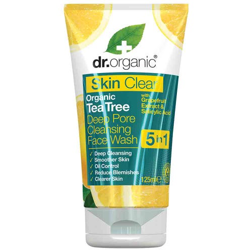 Skin Clear Deep Pore Tea Tree Face Wash 125ml Dr Organic - Broome Natural Wellness