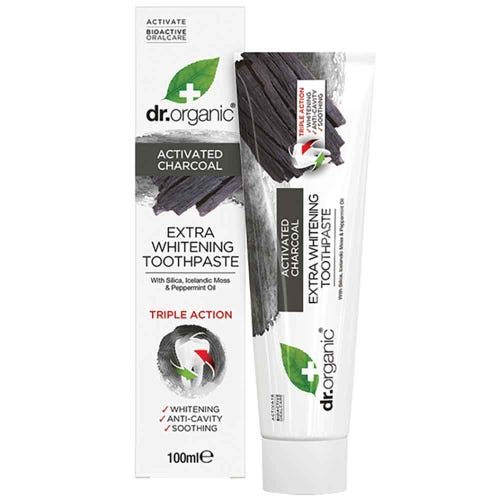 Toothpaste Whitening Activated Charcoal 100ml Dr Organic - Broome Natural Wellness