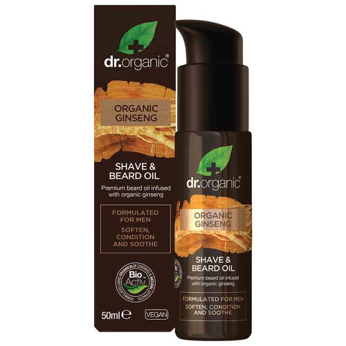 Mens Shave and Beard Oil Organic Ginseng 50ml Dr Organic - Broome Natural Wellness
