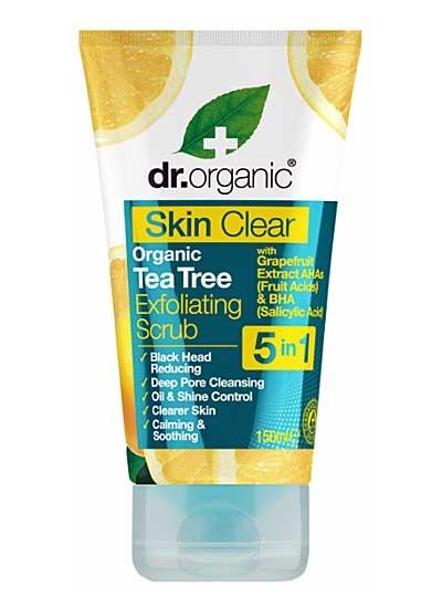 Skin Clear Exfoliating Face Scrub Tea Tree 150ml Dr Organic - Broome Natural Wellness