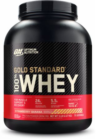100% Gold Whey 2lbs 909g Straw/Banana Optimum Nut - Broome Natural Wellness