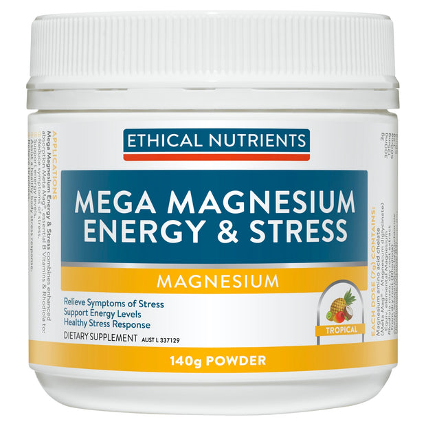 Mega Magnesium Energy & Stress 140g Ethical Nutirents - Broome Natural Wellness