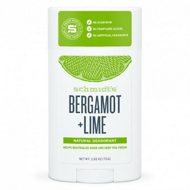 Bergamot & Lime Deodorant Stick 75g Schmidts - Broome Natural Wellness